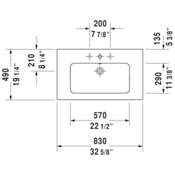 Praustuvas Duravit Me By Starck, 830x490mm, baldinis