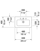 Įleidžiamas praustuvas Duravit Me By Starck, 630x400mm