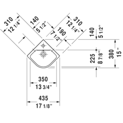 Praustuvas Duravit Me By Starck, 430x380mm, kampinis