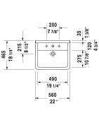 Įleidžiamas praustuvas Duravit Starck3, 560x465mm