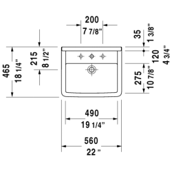Įleidžiamas praustuvas Duravit Starck3, 560x465mm