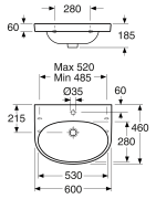 Praustuvas Gustavsberg Nautic 5560, 600x460mm
