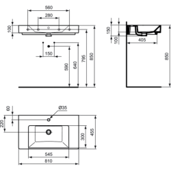 Praustuvas Ideal Standard Strada, plačiais kraštais, 81cm