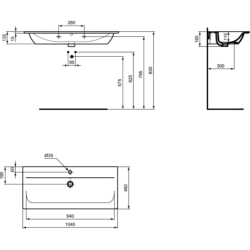 Praustuvas Ideal Standard Connect Air, 104cm, baldinis