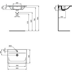 Praustuvas Ideal Standard Connect Air, 64cm, baldinis