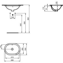 Praustuvas Ideal Standard Connect, 48x35cm, ovalus