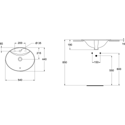 Praustuvas Ideal Standard Oceane, įleidžiamas, 540x440mm