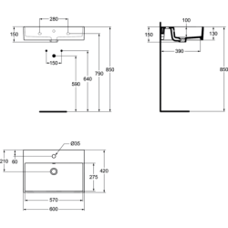 Praustuvas Ideal Standard Strada, 600x420mm