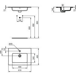 Praustuvas Ideal Standard Tempo, 61cm, baldinis