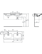 Praustuvas Ideal Standard Tonic II, 122cm, baldinis, dvigubas