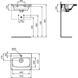 Praustuvas Ideal Standard Tonic II, 52cm, baldinis