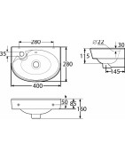 Praustuvas Ido Glow, 400mm, su skyle dešinėje