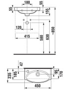 Mažas praustuvas Jika Tigo, 450x235mm, kairė