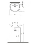 Praustuvas Geberit Kolo Solo 50cm, su skyle maišytuvui