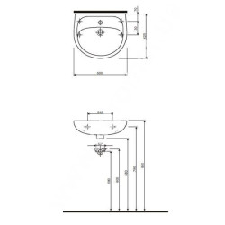 Praustuvas Geberit Kolo Solo 50cm, su skyle maišytuvui
