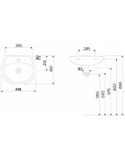Praustuvas Geberit Kolo Idol 50cm, su skyle maišytuvui