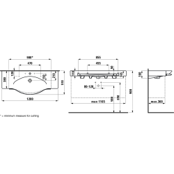 Praustuvas Laufen Palace New 120, 1200x510mm, baldinis