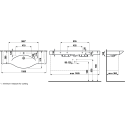 Praustuvas Laufen Palace New 150, 1500x510mm, baldinis