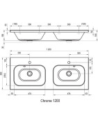 Praustuvas Ravak Chrome, dvigubas, 1200x490mm