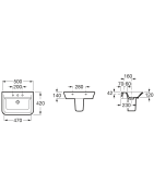 Praustuvas Roca Gap, 500x420mm, tvirtinamas prie sienos