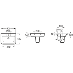 Praustuvas Roca Gap, 500x420mm, tvirtinamas prie sienos