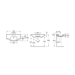 Praustuvas Roca Meridian, plačiais kraštais, pakabinamas
