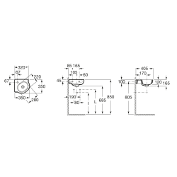Praustuvas Roca Meridian, kampinis, 350x350mm