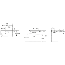 Praustuvas Roca Nexo R, 900x495mm, tvirtinamas prie sienos