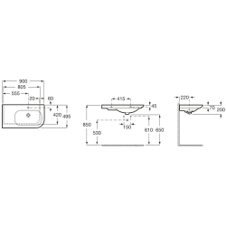 Praustuvas Roca Nexo L, 900x495mm, tvirtinamas prie sienos