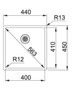 Plautuvė Franke Box BXX 210/110-40, su paspaudžiamu mygtuku