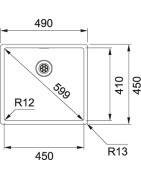 Plautuvė Franke Box BXX 210/110-45, su paspaudžiamu mygtuku
