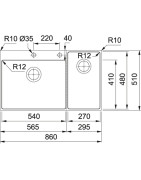 Plautuvė Franke Center Box BWX 220-54-27 TL, dubuo dešinėje