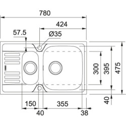 Nerūdijančio plieno plautuvė Franke Euroform EFX 651-78