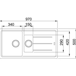 Granitinė plautuvė Franke Basis BFG 651, su ventiliu