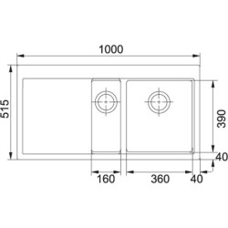 Granitinė plautuvė Franke Mythos Fusion MTF651-100, kairė