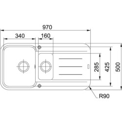 Granitinė plautuvė Franke Pebel PBG 651-97, su ventiliu ir indu