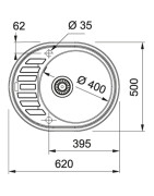 Granitinė plautuvė Franke Ronda ROG 611-62, užkemšamas ventilis