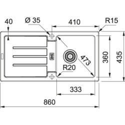 Granitinė plautuvė Franke Strata STG614, užkemšamas ventilis