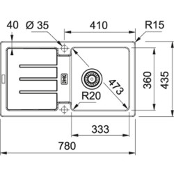 Granitinė plautuvė Franke Strata STG614-78,ekscentrinis ventilis