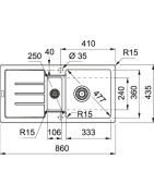 Granitinė plautuvė Franke Strata STG651-86,ekscentrinis ventilis