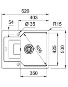 Granitinė plautuvė Franke Urban UBG 611-62, juodos spalvos