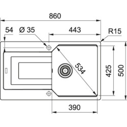 Granitinė plautuvė Franke Urban UBG 611-86, juodos spalvos