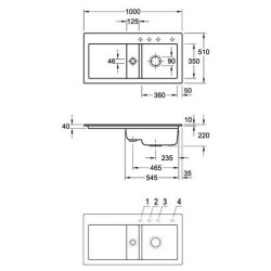 Keramikinė plautuvė Villeroy&Boch Subway 60 Flat, dešinė