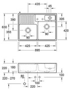 Keramikinė plautuvė Villeroy&Boch Double Bowl, balta, 2 skylės