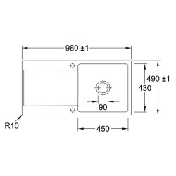 Keramikinė plautuvė Villeroy&Boch Siluet 60, balta, 2 skylės