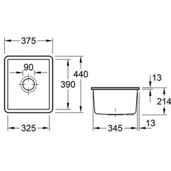 Keramikinė plautuvė Villeroy&Boch Subway 45 SU, balta