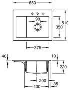 Keramikinė plautuvė Villeroy&Boch Subway 45 Compact, 3 skylių