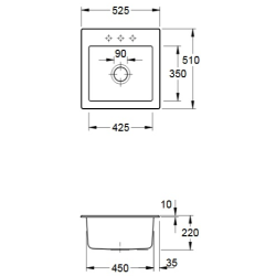 Keramikinė plautuvė Villeroy&Boch Subway 50S, juoda, 2 skylių