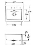 Keramikinė plautuvė Villeroy&Boch Subway 60S, pilka, 1 skylės