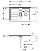Keramikinė plautuvė Villeroy&Boch Flavia 45, balta, 1 skylės